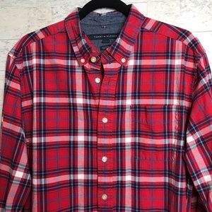 TOMMY HILFIGER casual button down plaid shirt sz L